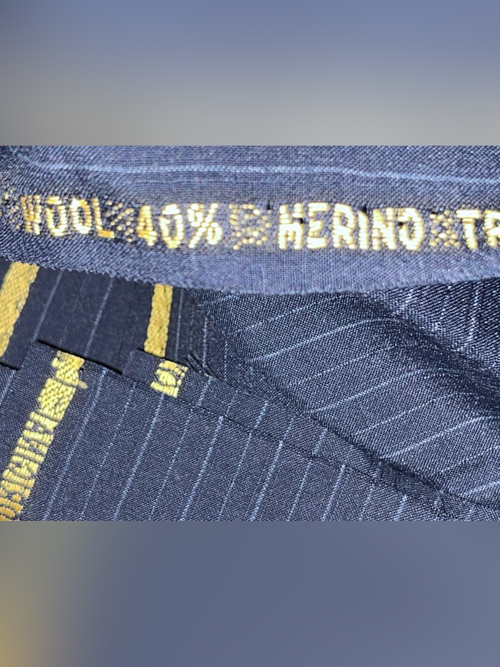 Yardage of Tropical Merino Wool Pinstripe Suit Fabric 108"x
61"